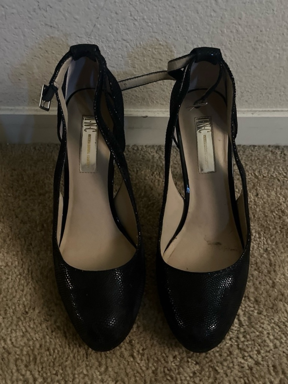 INC International Concepts Black Ankle-Strap Pumps